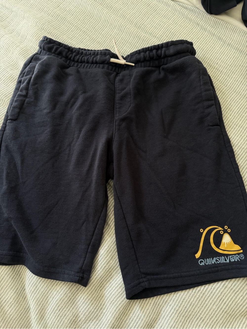 Quiksilver dark blue Fleece Drawstring Shorts with Yellow Logo